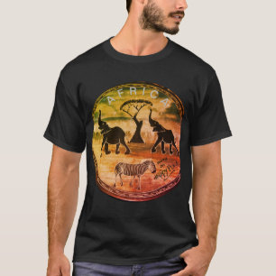 アフリカンエレファントアートプリント Tシャツ