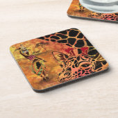 アフリカンガールとキリン – フレンズ – アートスケッチ- コースター (左側)