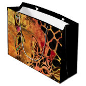 アフリカンガールとキリン – フレンズ – アートスケッチ ラージペーパーバッグ (裏面アングル)