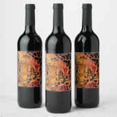 アフリカンガールとキリン – フレンズ – アートスケッチ- ワインラベル (ボトル)