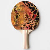 アフリカンガールとキリン – フレンズ – アートスケッチ- 卓球ラケット (正面)