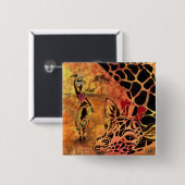 アフリカンガールとキリン – フレンズ – アートスケッチ- 缶バッジ (正面&裏面)