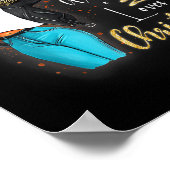 アフリカンガールアメリカンメラニンクリスマスサンタハット ポスター (角)