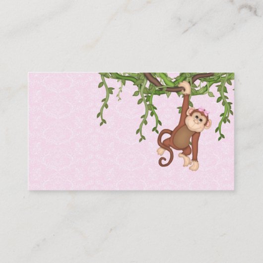 アフリカンガールサファリベイビーシャワーおむつラッフル 名刺 (裏面)