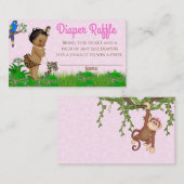 アフリカンガールサファリベイビーシャワーおむつラッフル 名刺 (正面/裏面)