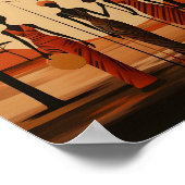 アフリカンガールズイラストレーションミニマリストアフリカンアート ポスター (角)