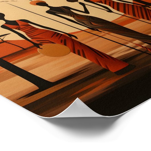 アフリカンガールズイラストレーションミニマリストアフリカンアート ポスター (角)