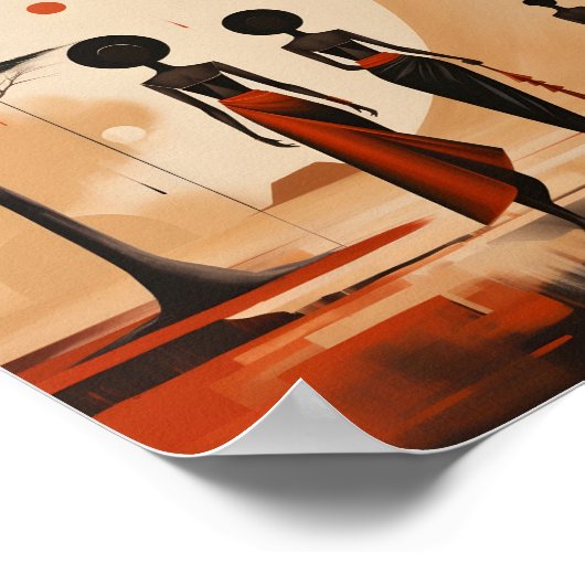 アフリカンガールズイラストレーションミニマリストアフリカ ポスター (角)