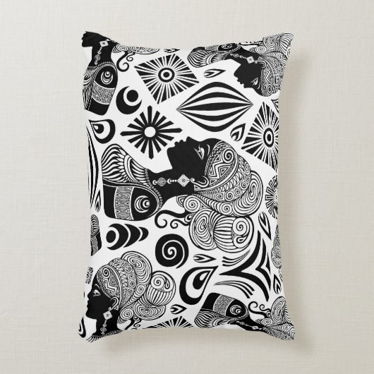 アフリカンガールポートレートトライバルタトゥー アクセントクッション (正面(垂直))