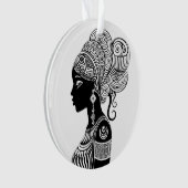 アフリカンガールポートレートトライバルタトゥー オーナメント (正面)