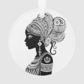 アフリカンガールポートレートトライバルタトゥー オーナメント (裏面)