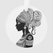 アフリカンガールポートレートトライバルタトゥー オーナメント (正面)