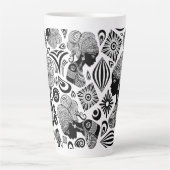 アフリカンガールポートレートトライバルタトゥー カフェラテマグ (正面)