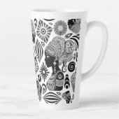 アフリカンガールポートレートトライバルタトゥー カフェラテマグ (右)