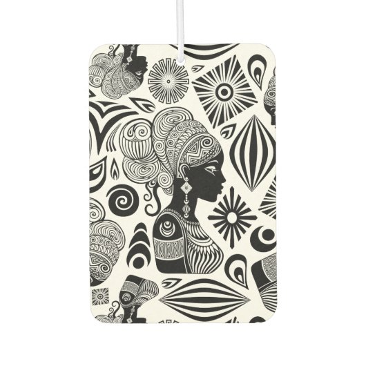 アフリカンガールポートレートトライバルタトゥー カーエアーフレッシュナー (正面)