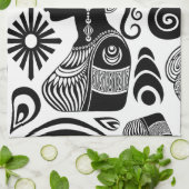 アフリカンガールポートレートトライバルタトゥー キッチンタオル (折り畳み)