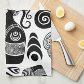 アフリカンガールポートレートトライバルタトゥー キッチンタオル (四つ折り)