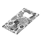 アフリカンガールポートレートトライバルタトゥー クレジットカード栓抜き (正面アングル)