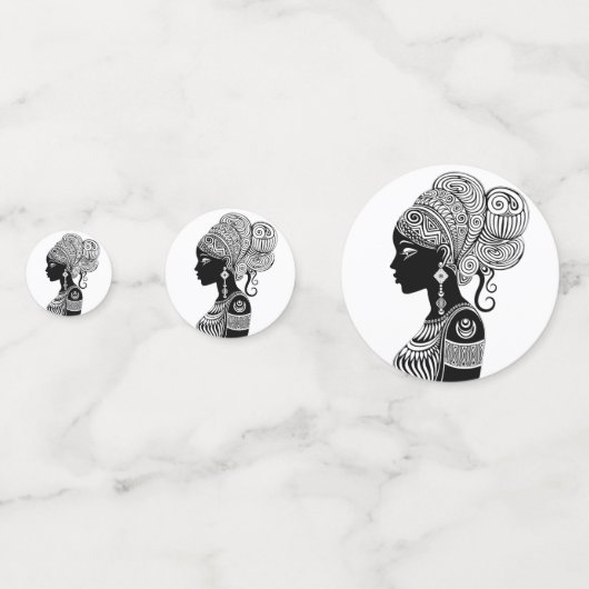 アフリカンガールポートレートトライバルタトゥー コンフェッティ (裏面)