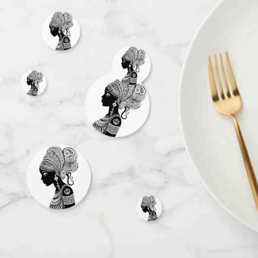 アフリカンガールポートレートトライバルタトゥー コンフェッティ (グループ)