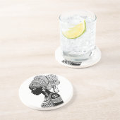 アフリカンガールポートレートトライバルタトゥー コースター (側面)