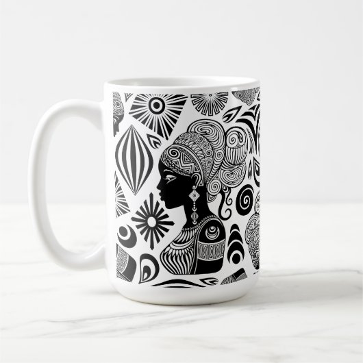 アフリカンガールポートレートトライバルタトゥー コーヒーマグカップ (左)