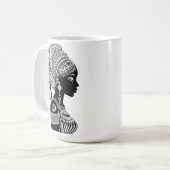 アフリカンガールポートレートトライバルタトゥー コーヒーマグカップ (正面左)