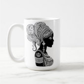 アフリカンガールポートレートトライバルタトゥー コーヒーマグカップ (左)