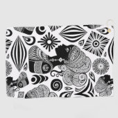 アフリカンガールポートレートトライバルタトゥー ゴルフタオル (横)