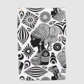 アフリカンガールポートレートトライバルタトゥー ゴルフタオル (正面)