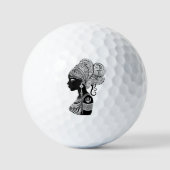 アフリカンガールポートレートトライバルタトゥー ゴルフボール (正面)