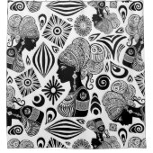 アフリカンガールポートレートトライバルタトゥー シャワーカーテン (正面)