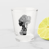 アフリカンガールポートレートトライバルタトゥー ショットグラス (正面)