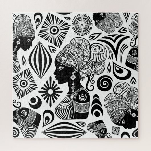 アフリカンガールポートレートトライバルタトゥー ジグソーパズル (縦)