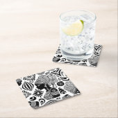 アフリカンガールポートレートトライバルタトゥー スクエアペーパーコースター (インサイチュ)