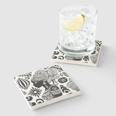 アフリカンガールポートレートトライバルタトゥー ストーンコースター (横)