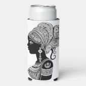 アフリカンガールポートレートトライバルタトゥー スリム缶クーラー (Seltzer正面)