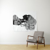 アフリカンガールポートレートトライバルタトゥー タペストリー (インサイチュ(横))