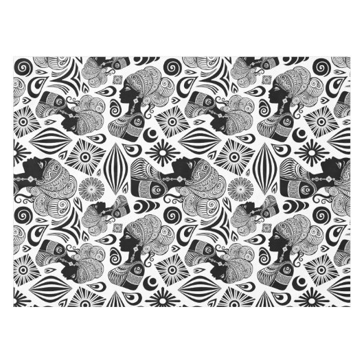 アフリカンガールポートレートトライバルタトゥー テーブルクロス (正面(横))