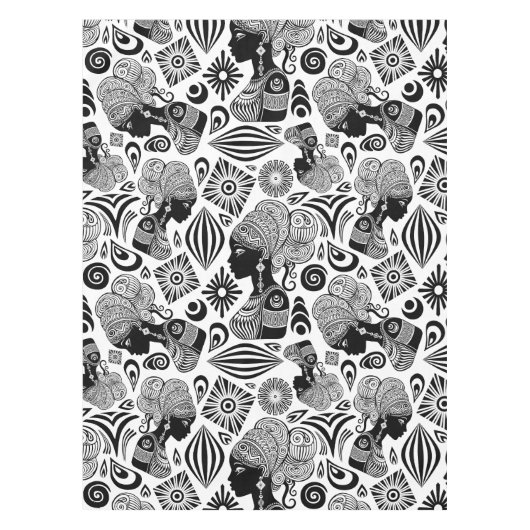 アフリカンガールポートレートトライバルタトゥー テーブルクロス (正面)