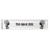 アフリカンガールポートレートトライバルタトゥー デスクネームプレート (正面)