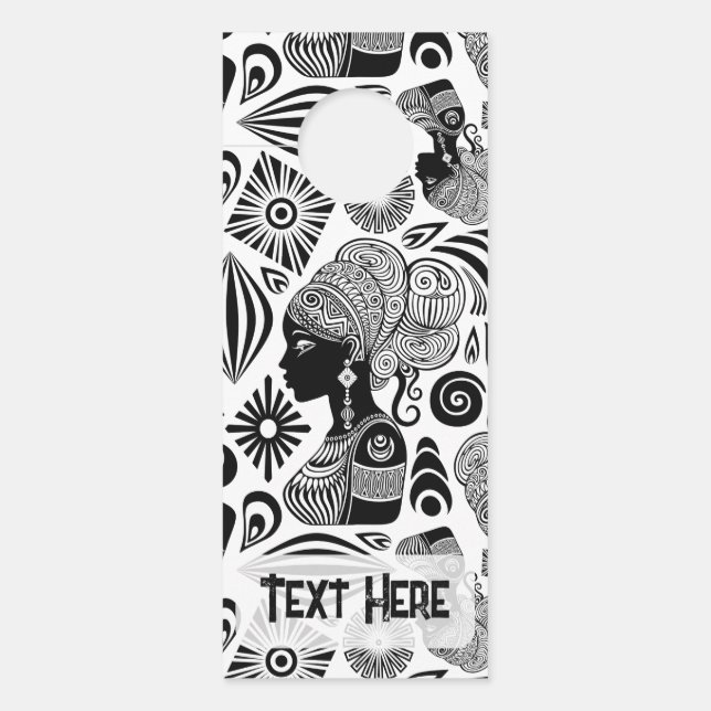 アフリカンガールポートレートトライバルタトゥー ドアノブサイン (正面)