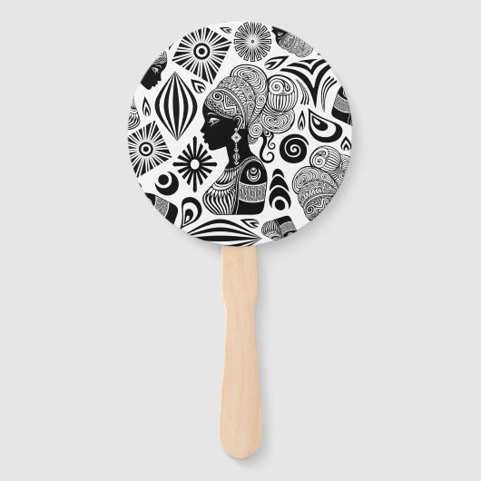 アフリカンガールポートレートトライバルタトゥー ハンドファン (裏面)