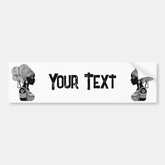 アフリカンガールポートレートトライバルタトゥー バンパーステッカー (正面)