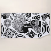 アフリカンガールポートレートトライバルタトゥー ビーチタオル (正面)