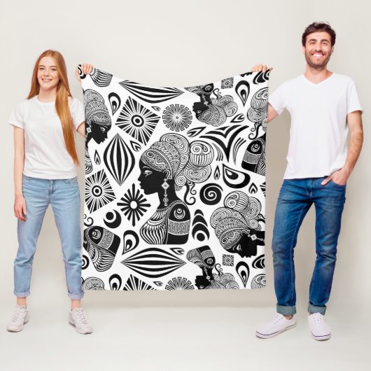 アフリカンガールポートレートトライバルタトゥー フリースブランケット (インサイチュ)