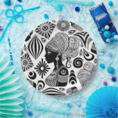 アフリカンガールポートレートトライバルタトゥー ペーパープレート (パーティー)