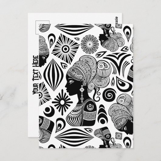 アフリカンガールポートレートトライバルタトゥー ポストカード (正面/裏面)