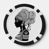 アフリカンガールポートレートトライバルタトゥー ポーカーチップ (裏面)