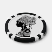 アフリカンガールポートレートトライバルタトゥー ポーカーチップ (シングル)
